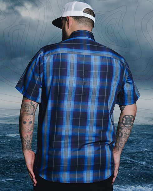 BERMUDA TRIANGLE BAMBOO SHORT SLEEVE BUTTON UP - MENS